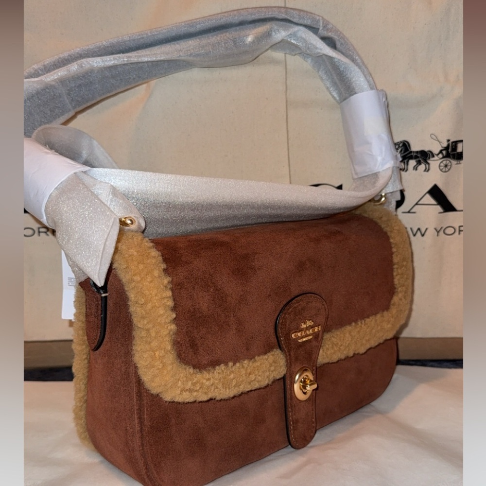 Hadley Shoulder Bag in Suede and Shearling - Picture 3 of 13